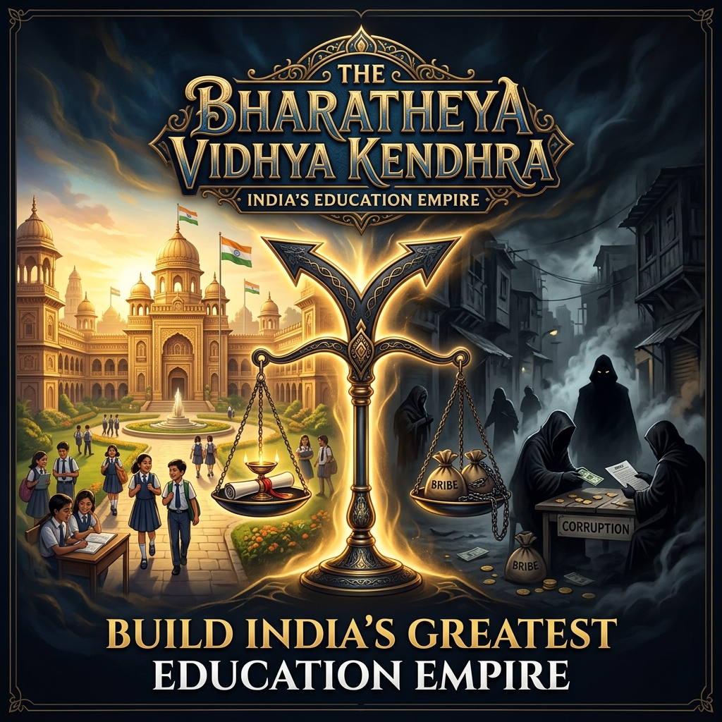 The Bharatheya Vidhya Kendhra — India education empire simulation game with clean vs corrupt path choices