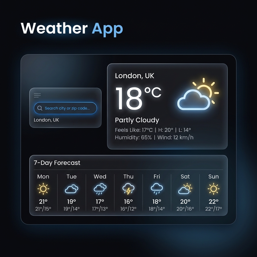 Weather App — real-time weather dashboard with 7-day forecast